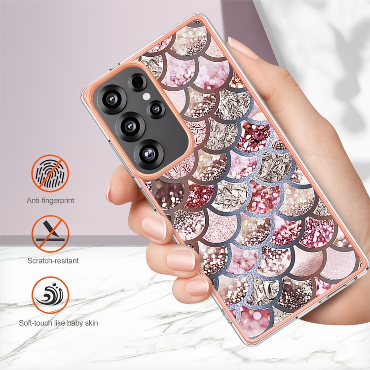 For Samsung Galaxy S25 Ultra 5G Electroplating IMD TPU Phone Case(Pink Scales) For Samsung Galaxy S25 Ultra 5G Electroplating IMD TPU Phone Case(Pink Scales)