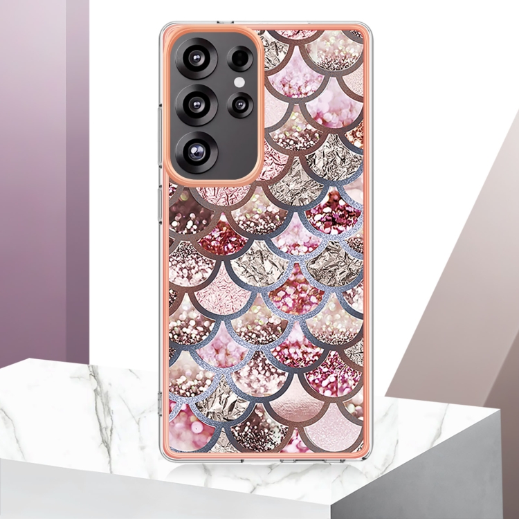 For Samsung Galaxy S25 Ultra 5G Electroplating IMD TPU Phone Case(Pink Scales) For Samsung Galaxy S25 Ultra 5G Electroplating IMD TPU Phone Case(Pink Scales)