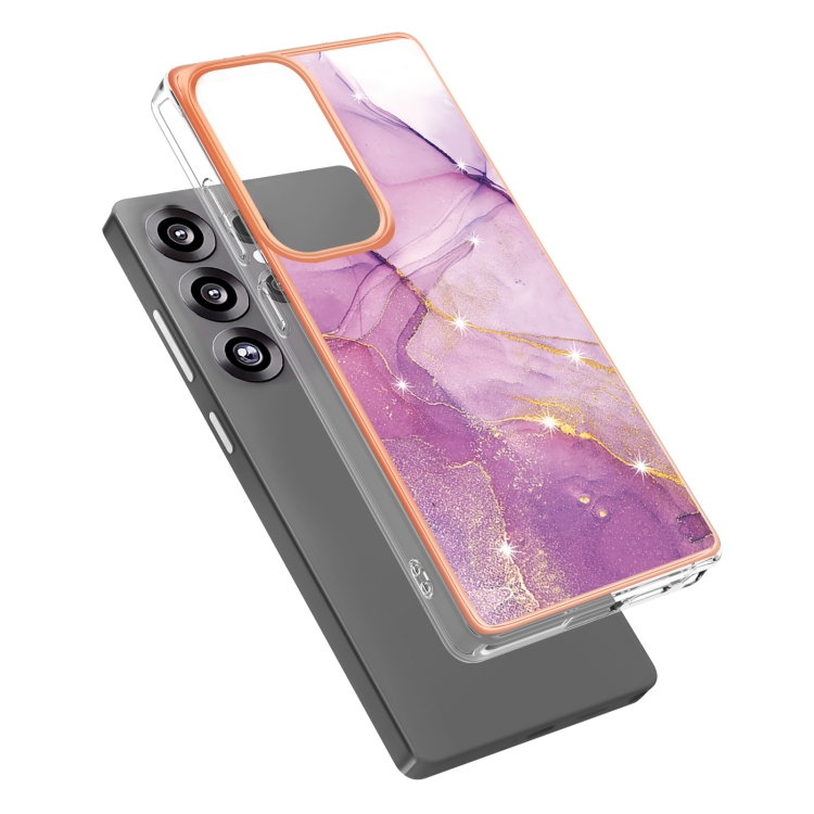 For Samsung Galaxy S25 Ultra 5G Electroplating Marble Pattern Dual-side IMD TPU Shockproof Phone Case(Purple 001) For Samsung Galaxy S25 Ultra 5G Electroplating Marble Pattern Dual-side IMD TPU Shockproof Phone Case(Purple 001)