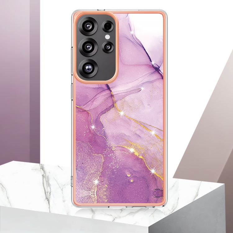 For Samsung Galaxy S25 Ultra 5G Electroplating Marble Pattern Dual-side IMD TPU Shockproof Phone Case(Purple 001) For Samsung Galaxy S25 Ultra 5G Electroplating Marble Pattern Dual-side IMD TPU Shockproof Phone Case(Purple 001)