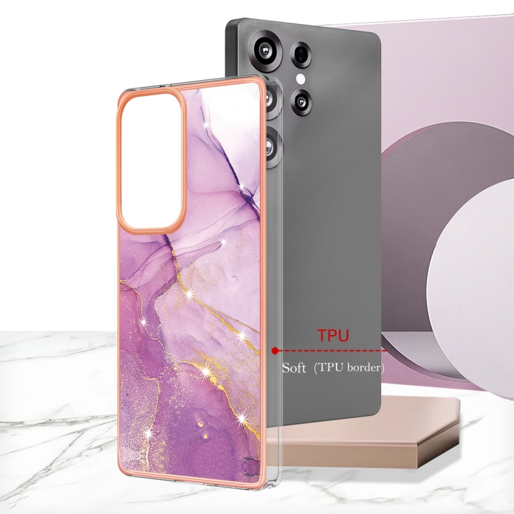 For Samsung Galaxy S25 Ultra 5G Electroplating Marble Pattern Dual-side IMD TPU Shockproof Phone Case(Purple 001) For Samsung Galaxy S25 Ultra 5G Electroplating Marble Pattern Dual-side IMD TPU Shockproof Phone Case(Purple 001)