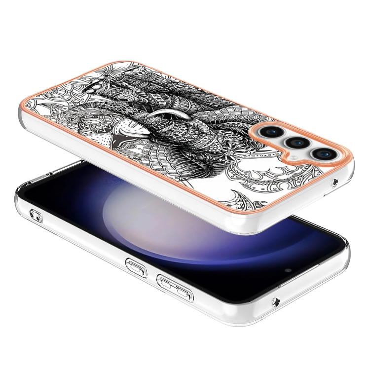 For Samsung Galaxy S24 FE 5G Electroplating Marble Dual-side IMD Phone Case(Totem Elephant) For Samsung Galaxy S24 FE 5G Electroplating Marble Dual-side IMD Phone Case(Totem Elephant)