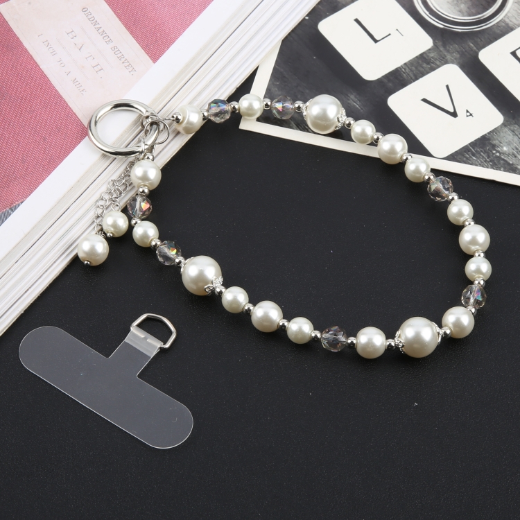 Pearl Short Bracelet Anti-lost Phone Short Lanyard(White)