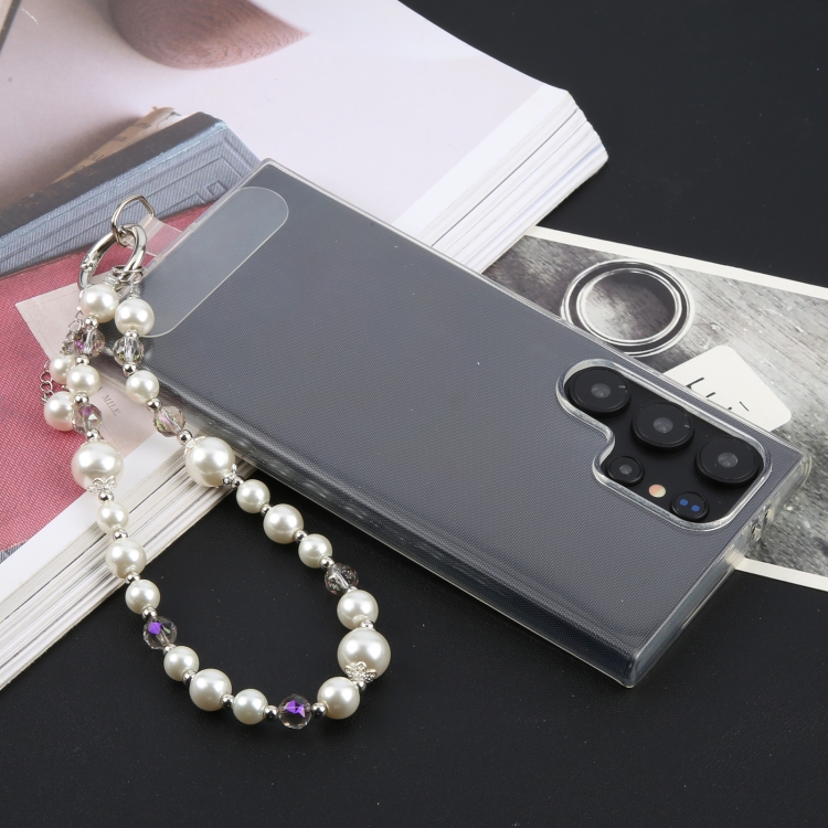 Pearl Short Bracelet Anti-lost Phone Short Lanyard(White)