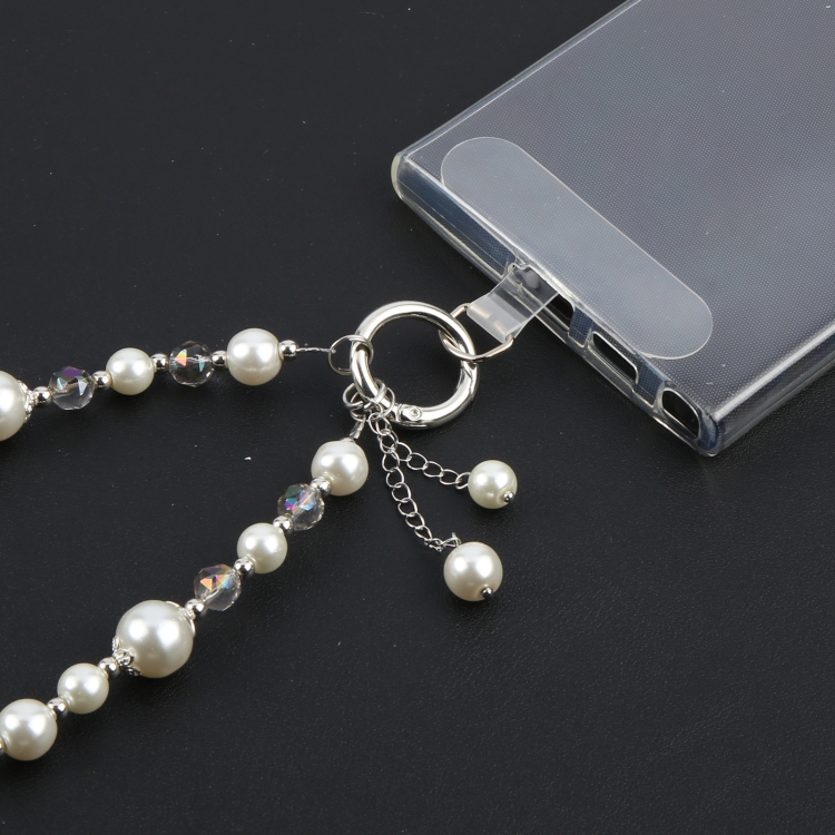 Pearl Short Bracelet Anti-lost Phone Short Lanyard(White)