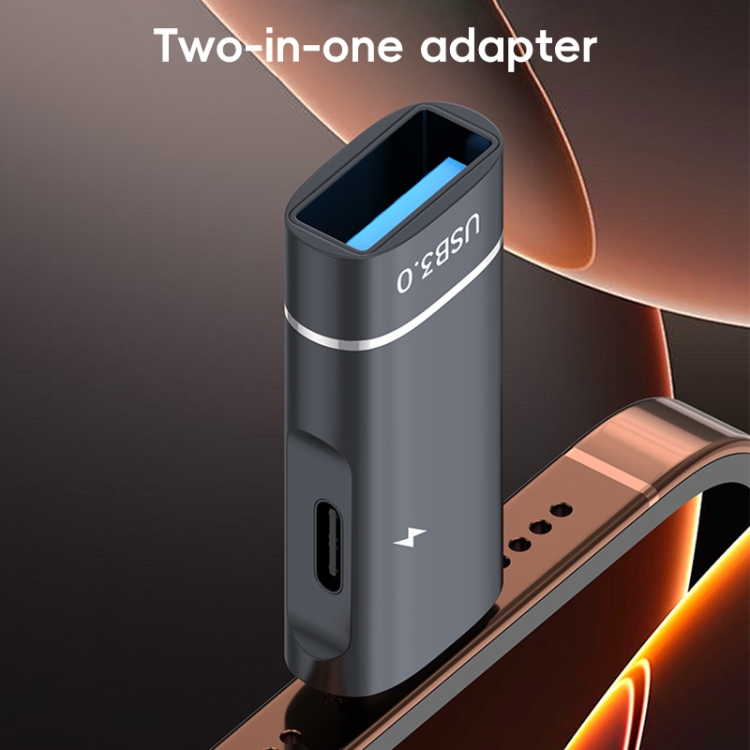 2 in 1 Type-C to USB and Type-C Charging OTG Adapter(Black) 2 in 1 Type-C to USB and Type-C Charging OTG Adapter(Black)