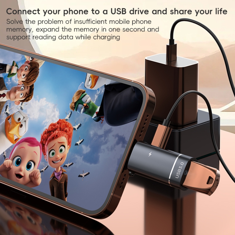 2 in 1 Type-C to USB and Type-C Charging OTG Adapter(Black) 2 in 1 Type-C to USB and Type-C Charging OTG Adapter(Black)