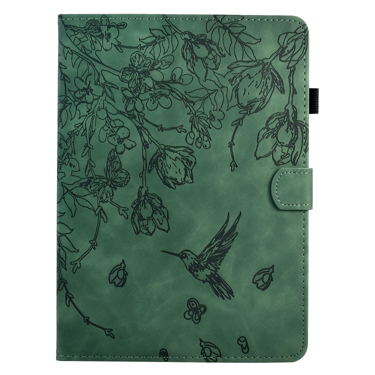 For iPad 10th Gen 10.9 2022 Flowers and Bird Embossed Smart Leather Tablet Case(Green) For iPad 10th Gen 10.9 2022 Flowers and Bird Embossed Smart Leather Tablet Case(Green)
