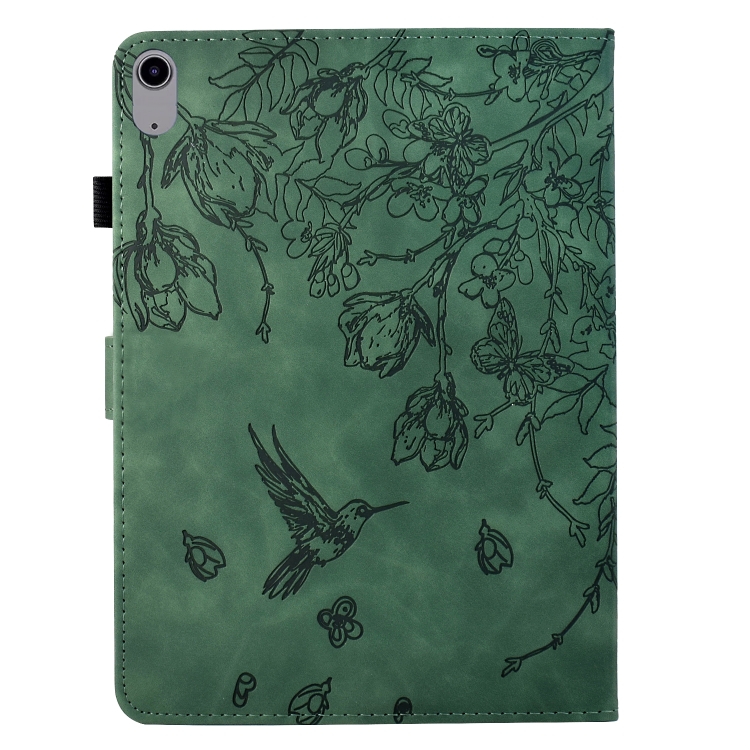 For iPad 10th Gen 10.9 2022 Flowers and Bird Embossed Smart Leather Tablet Case(Green) For iPad 10th Gen 10.9 2022 Flowers and Bird Embossed Smart Leather Tablet Case(Green)