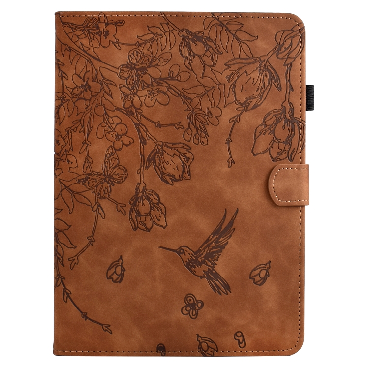 For Samsung Galaxy Tab S9 Flowers and Bird Embossed Smart Leather Tablet Case(Brown) For Samsung Galaxy Tab S9 Flowers and Bird Embossed Smart Leather Tablet Case(Brown)