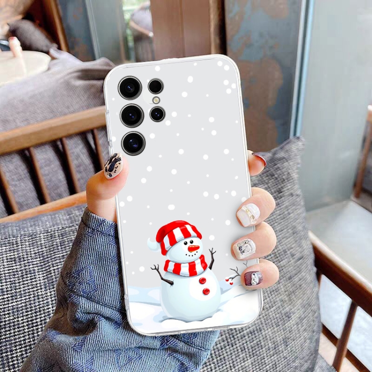 For Samsung Galaxy S24 Ultra 5G Christmas Painted Pattern TPU Transparent Phone Case(Snowman) For Samsung Galaxy S24 Ultra 5G Christmas Painted Pattern TPU Transparent Phone Case(Snowman)