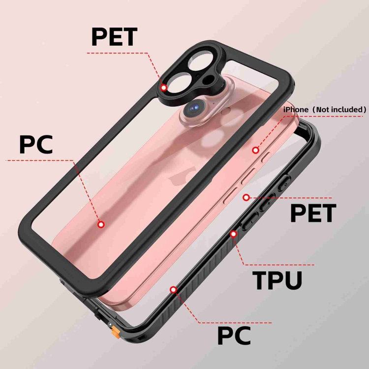 For iPhone 16 Plus RedPepper IP68 Waterproof Triple-proof Phone Case(Black) For iPhone 16 Plus RedPepper IP68 Waterproof Triple-proof Phone Case(Black)