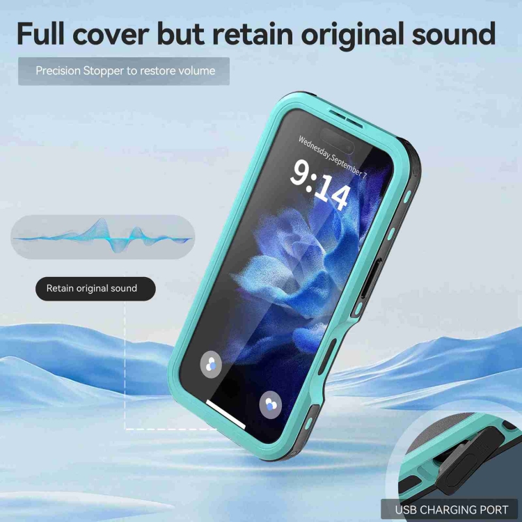 For iPhone 16 RedPepper IP68 Waterproof Triple-proof MagSafe Phone Case(Black Blue) For iPhone 16 RedPepper IP68 Waterproof Triple-proof MagSafe Phone Case(Black Blue)