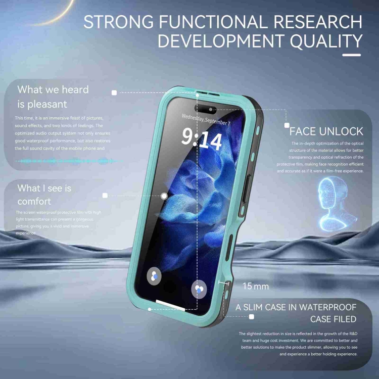 For iPhone 16 RedPepper IP68 Waterproof Triple-proof MagSafe Phone Case(Black Blue) For iPhone 16 RedPepper IP68 Waterproof Triple-proof MagSafe Phone Case(Black Blue)