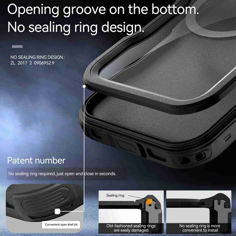 For iPhone 16 RedPepper IP68 Waterproof Triple-proof MagSafe Phone Case(Black Blue) For iPhone 16 RedPepper IP68 Waterproof Triple-proof MagSafe Phone Case(Black Blue)