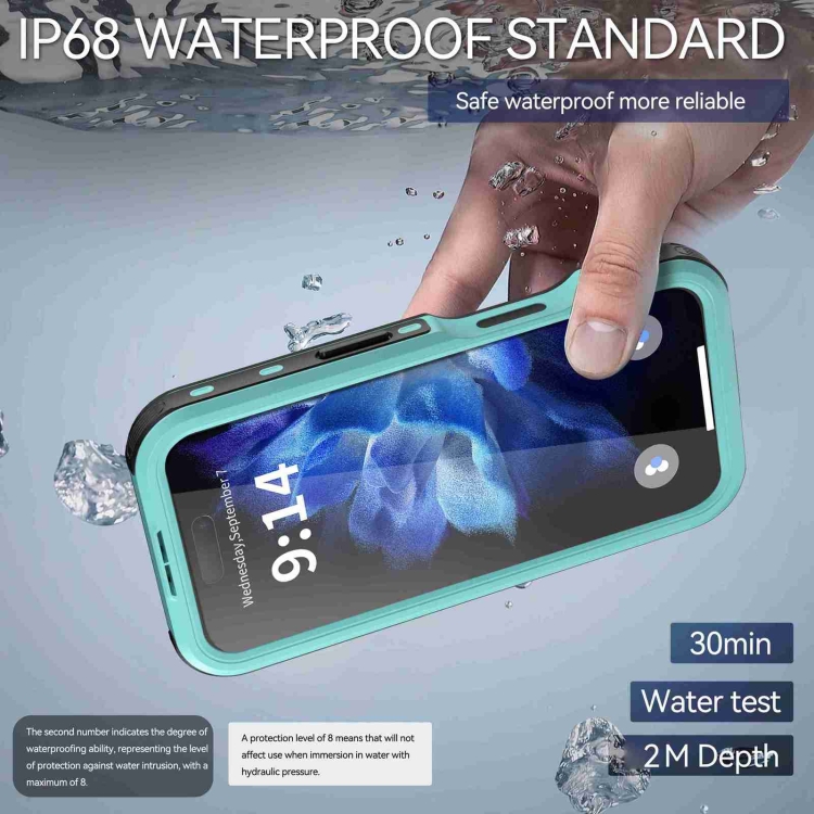 For iPhone 16 RedPepper IP68 Waterproof Triple-proof MagSafe Phone Case(Black Blue) For iPhone 16 RedPepper IP68 Waterproof Triple-proof MagSafe Phone Case(Black Blue)