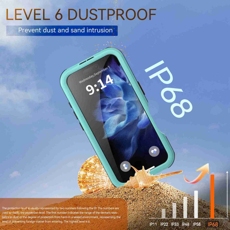 For iPhone 16 RedPepper IP68 Waterproof Triple-proof MagSafe Phone Case(Black Blue) For iPhone 16 RedPepper IP68 Waterproof Triple-proof MagSafe Phone Case(Black Blue)