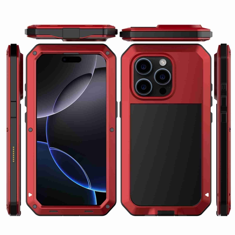 For iPhone 16 Pro RedPepper Triple-proof Metal Phone Case(Red) For iPhone 16 Pro RedPepper Triple-proof Metal Phone Case(Red)