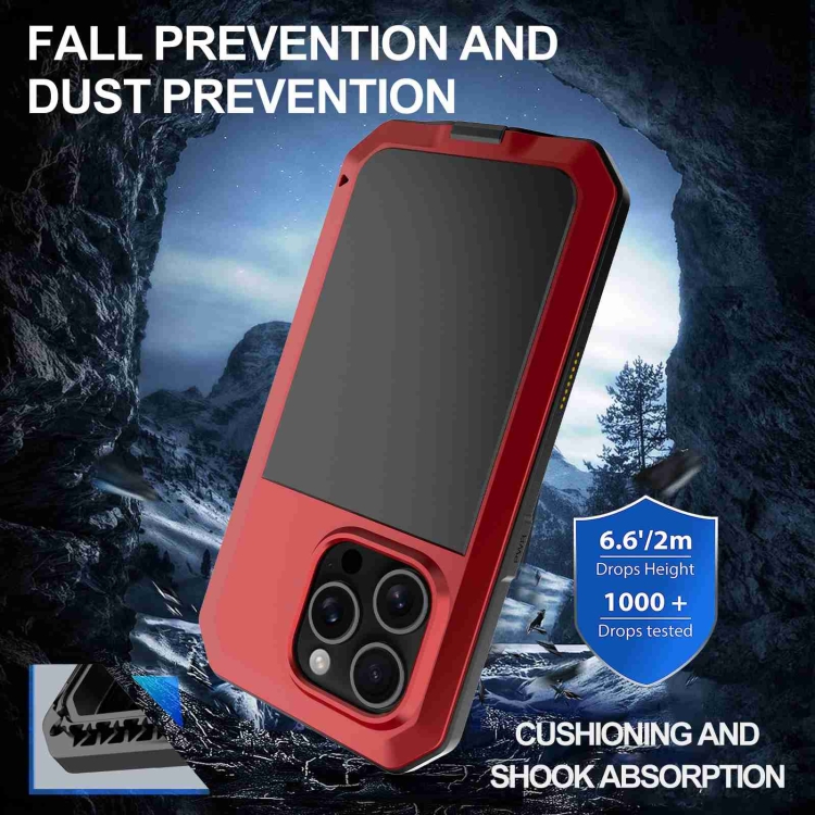 For iPhone 16 Pro RedPepper Triple-proof Metal Phone Case(Red) For iPhone 16 Pro RedPepper Triple-proof Metal Phone Case(Red)