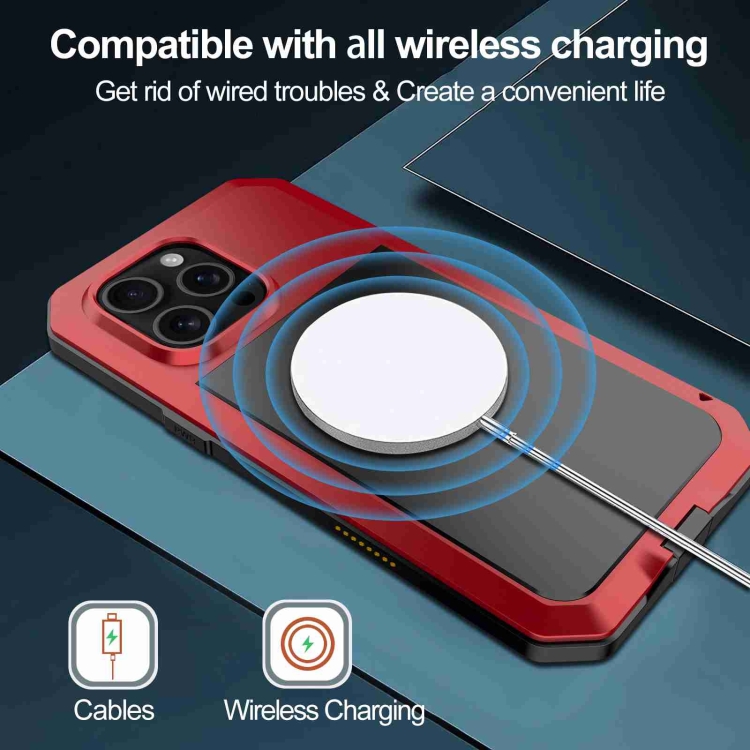 For iPhone 16 Pro RedPepper Triple-proof Metal Phone Case(Red) For iPhone 16 Pro RedPepper Triple-proof Metal Phone Case(Red)