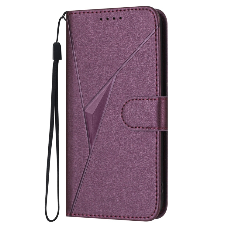 For Samsung Galaxy S24 5G Triangle Pattern Buckle Clasp Leather Phone Case(Dark Purple)