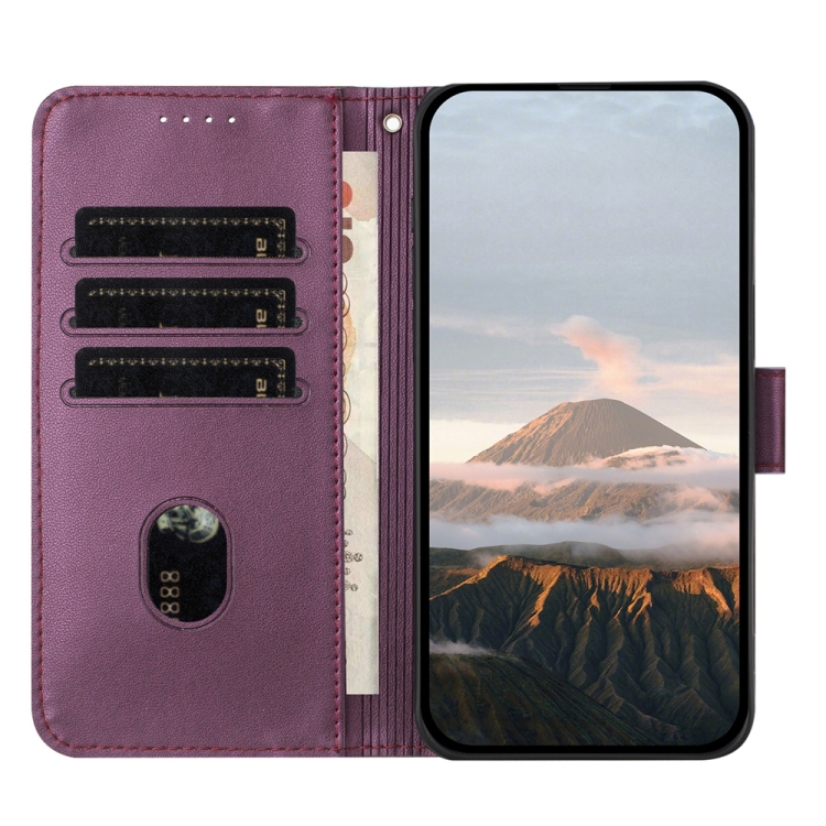 For Samsung Galaxy S24 5G Triangle Pattern Buckle Clasp Leather Phone Case(Dark Purple)