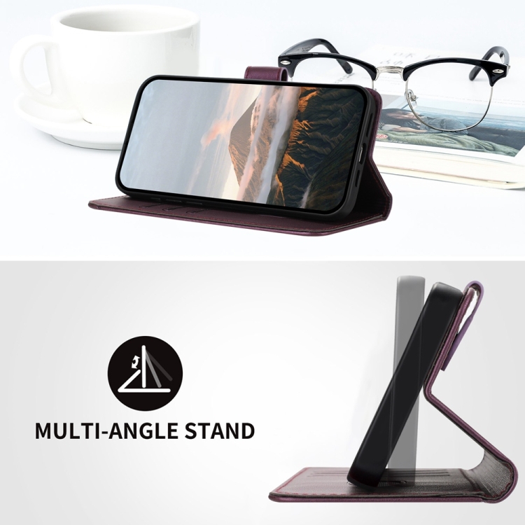 For Samsung Galaxy S24 5G Triangle Pattern Buckle Clasp Leather Phone Case(Dark Purple)