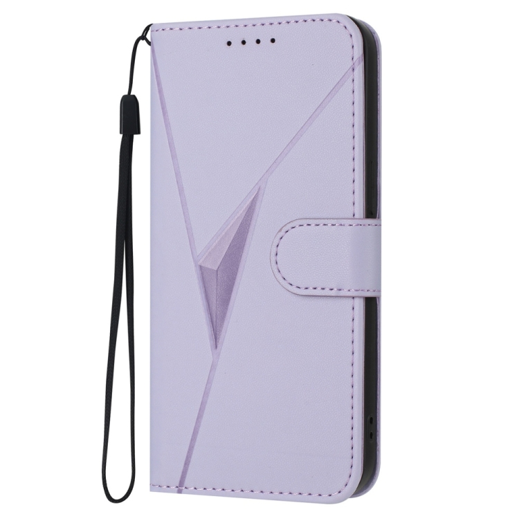 For Samsung Galaxy S24 Ultra 5G Triangle Pattern Buckle Clasp Leather Phone Case(Light Purple) For Samsung Galaxy S24 Ultra 5G Triangle Pattern Buckle Clasp Leather Phone Case(Light Purple)