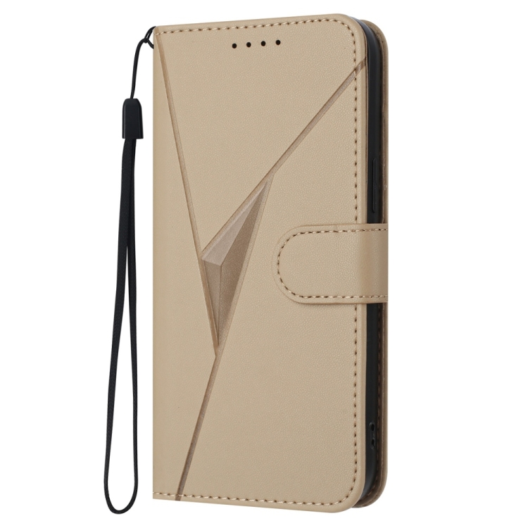 For Samsung Galaxy S23 5G Triangle Pattern Buckle Clasp Leather Phone Case(Gold) For Samsung Galaxy S23 5G Triangle Pattern Buckle Clasp Leather Phone Case(Gold)