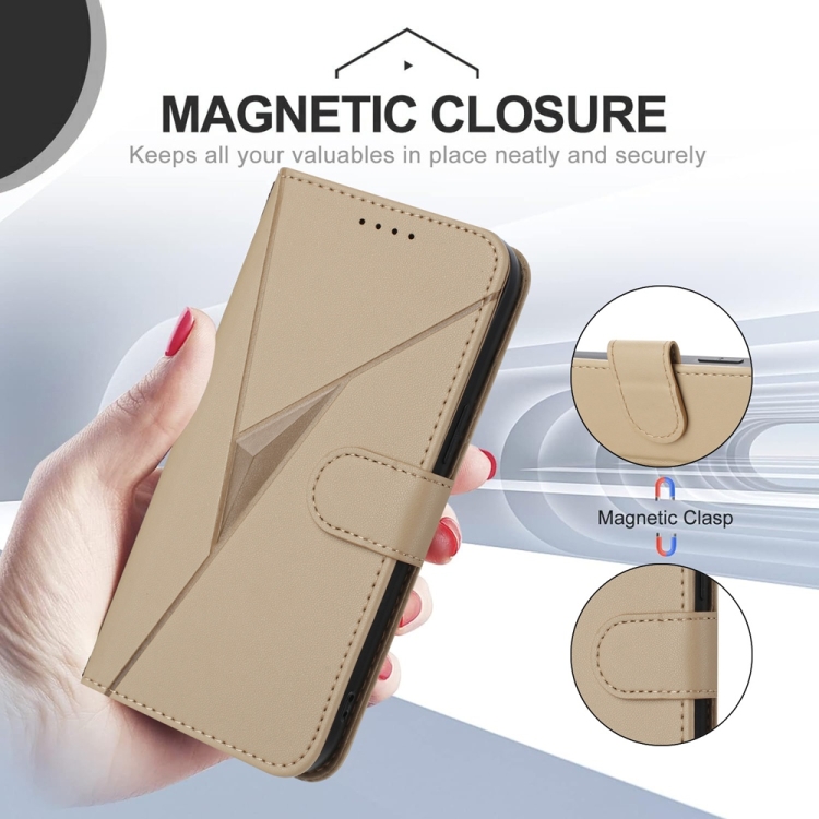 For Samsung Galaxy S23 5G Triangle Pattern Buckle Clasp Leather Phone Case(Gold) For Samsung Galaxy S23 5G Triangle Pattern Buckle Clasp Leather Phone Case(Gold)