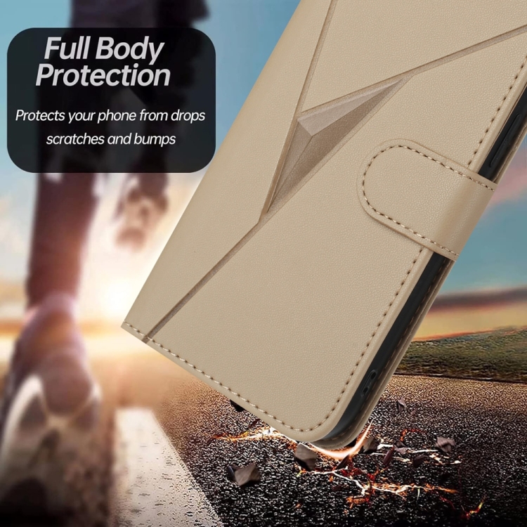 For Samsung Galaxy S23 5G Triangle Pattern Buckle Clasp Leather Phone Case(Gold) For Samsung Galaxy S23 5G Triangle Pattern Buckle Clasp Leather Phone Case(Gold)