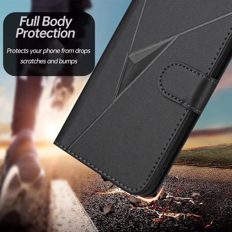 For Samsung Galaxy S23+ 5G Triangle Pattern Buckle Clasp Leather Phone Case(Black) For Samsung Galaxy S23+ 5G Triangle Pattern Buckle Clasp Leather Phone Case(Black)