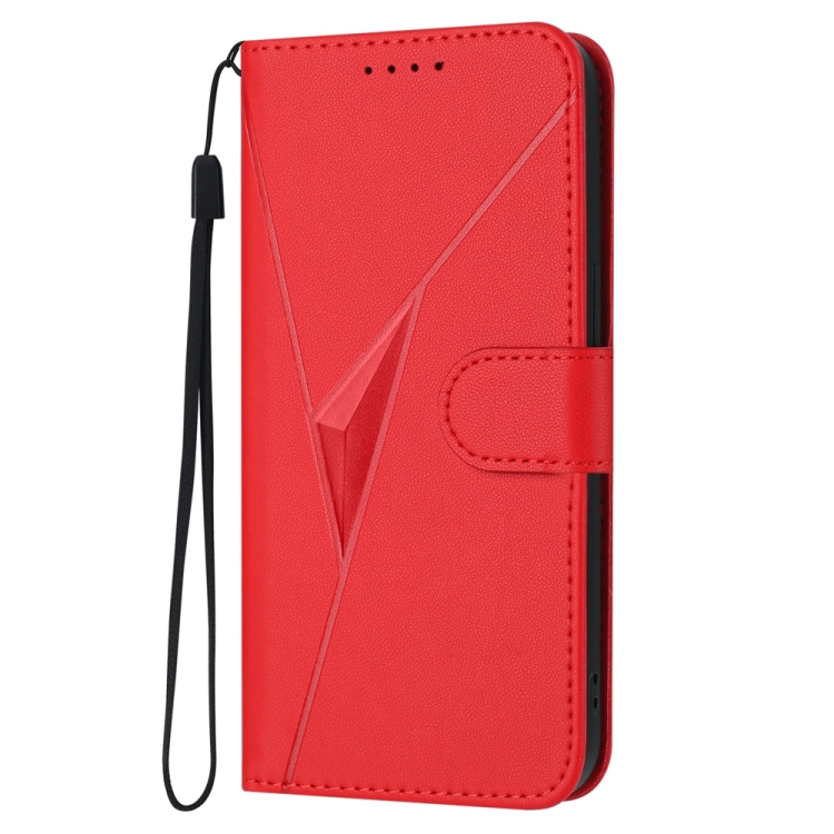 For Samsung Galaxy S22 5G Triangle Pattern Buckle Clasp Leather Phone Case(Red)