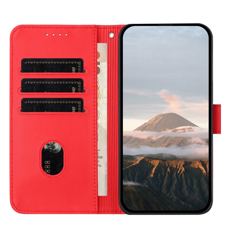 For Samsung Galaxy S22 5G Triangle Pattern Buckle Clasp Leather Phone Case(Red)