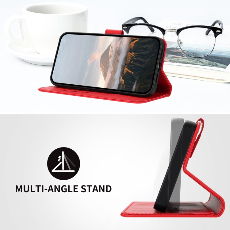 For Samsung Galaxy S22 5G Triangle Pattern Buckle Clasp Leather Phone Case(Red)