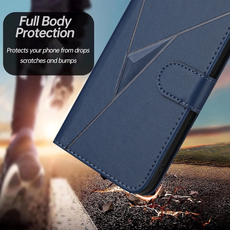 For Samsung Galaxy S22+ 5G Triangle Pattern Buckle Clasp Leather Phone Case(Royal Blue) For Samsung Galaxy S22+ 5G Triangle Pattern Buckle Clasp Leather Phone Case(Royal Blue)