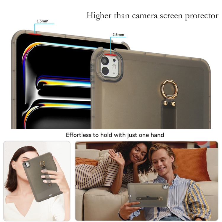 For iPad Air 13 2024 Wristband Holder PC Hybrid TPU Soft Tablet Case(Black)