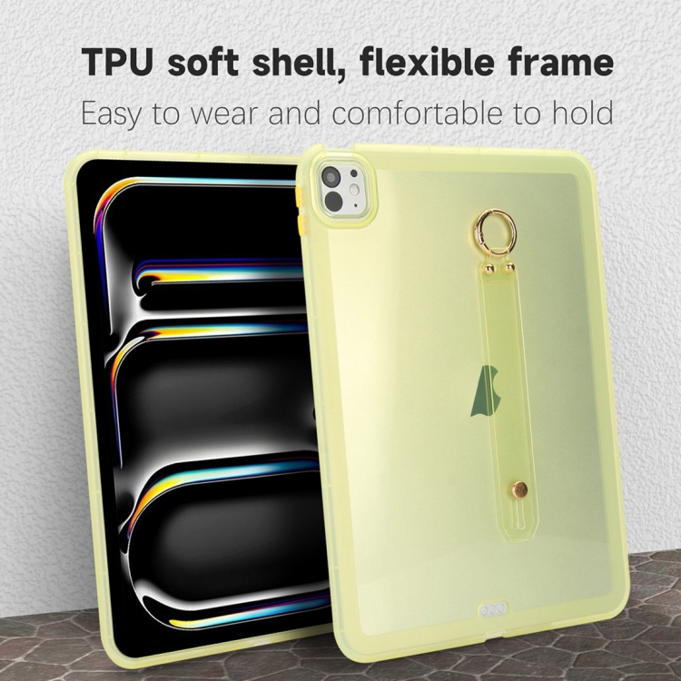 For iPad Air 3 10.5 2019 Wristband Holder PC Hybrid TPU Soft Tablet Case(Yellow) For iPad Air 3 10.5 2019 Wristband Holder PC Hybrid TPU Soft Tablet Case(Yellow)