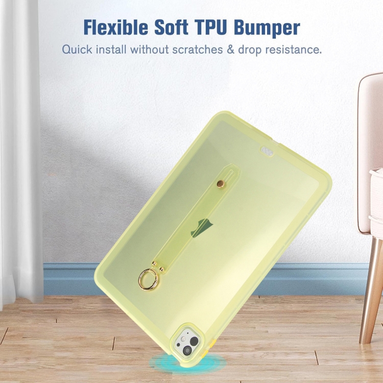 For iPad Air 3 10.5 2019 Wristband Holder PC Hybrid TPU Soft Tablet Case(Yellow) For iPad Air 3 10.5 2019 Wristband Holder PC Hybrid TPU Soft Tablet Case(Yellow)