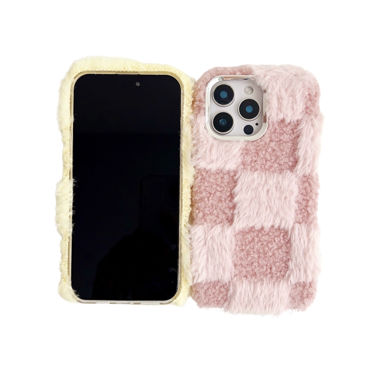 For iPhone 14 Pro Max Square Grid Plush TPU Phone Case(Light Purple) For iPhone 14 Pro Max Square Grid Plush TPU Phone Case(Light Purple)