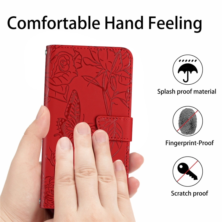 For Samsung Galaxy S25 Ultra 5G Skin Feel Butterfly Embossed Flip Leather Phone Case(Red) For Samsung Galaxy S25 Ultra 5G Skin Feel Butterfly Embossed Flip Leather Phone Case(Red)