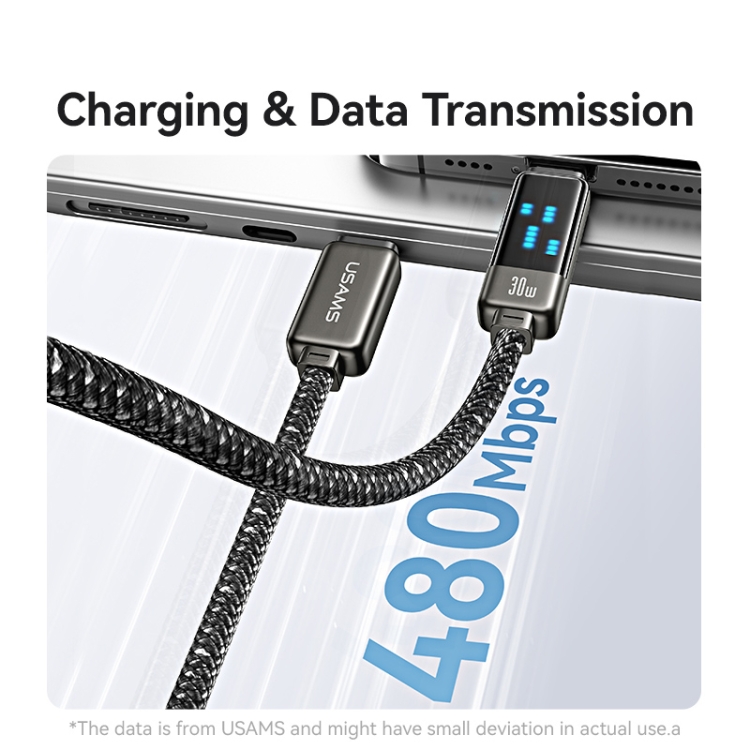 USAMS SJ743 30W USB-C / Type-C to 8 Pin Zinc Alloy Fast Data Cable, Length: 1.2m(Gun Color) USAMS SJ743 30W USB-C / Type-C to 8 Pin Zinc Alloy Fast Data Cable, Length: 1.2m(Gun Color)