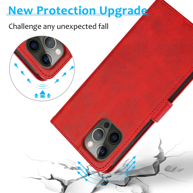 For iPhone 15 Pro Calf Texture 2 in 1 Detachable Magnetic Back Cover Leather Case(Red) For iPhone 15 Pro Calf Texture 2 in 1 Detachable Magnetic Back Cover Leather Case(Red)