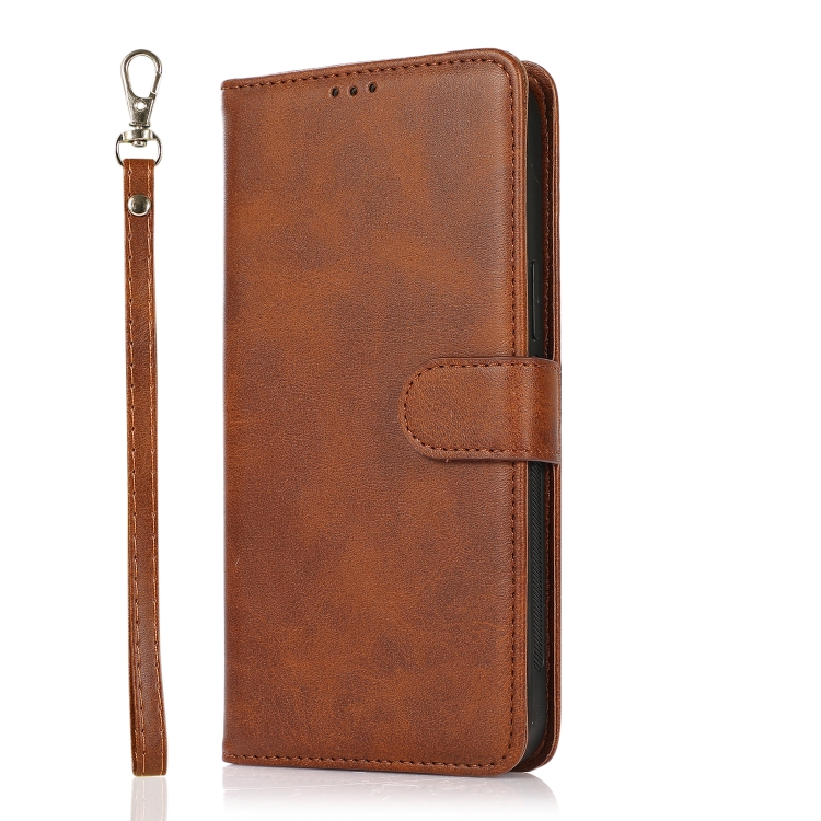 For iPhone 16 Calf Texture 2 in 1 Detachable Magnetic Back Cover Leather Case(Brown) For iPhone 16 Calf Texture 2 in 1 Detachable Magnetic Back Cover Leather Case(Brown)