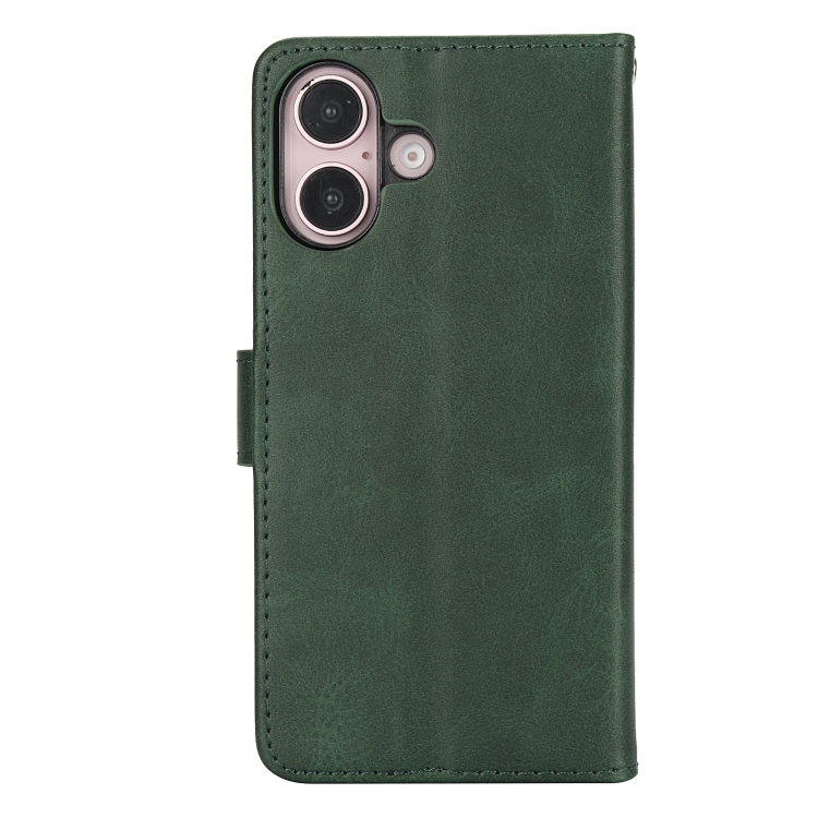 For iPhone 16 Plus Calf Texture 2 in 1 Detachable Magnetic Back Cover Leather Case(Green) For iPhone 16 Plus Calf Texture 2 in 1 Detachable Magnetic Back Cover Leather Case(Green)
