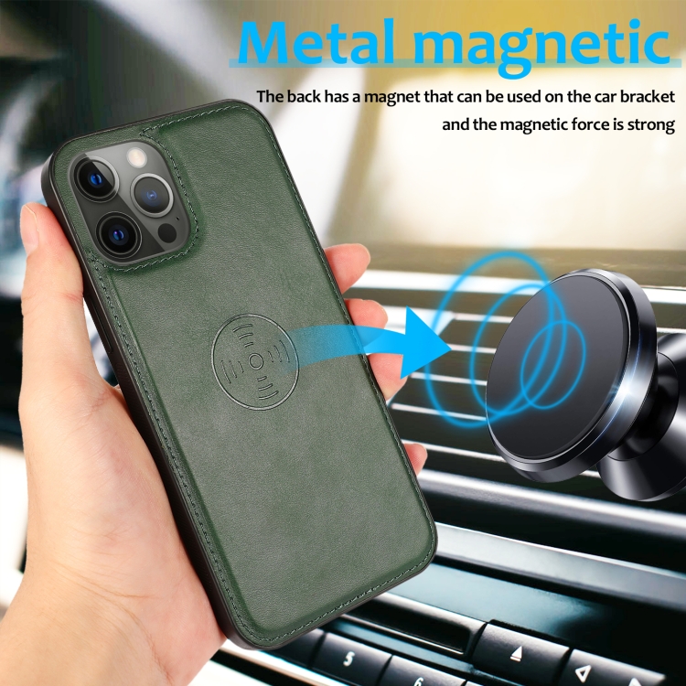 For iPhone 16 Pro Calf Texture 2 in 1 Detachable Magnetic Back Cover Leather Case(Green) For iPhone 16 Pro Calf Texture 2 in 1 Detachable Magnetic Back Cover Leather Case(Green)