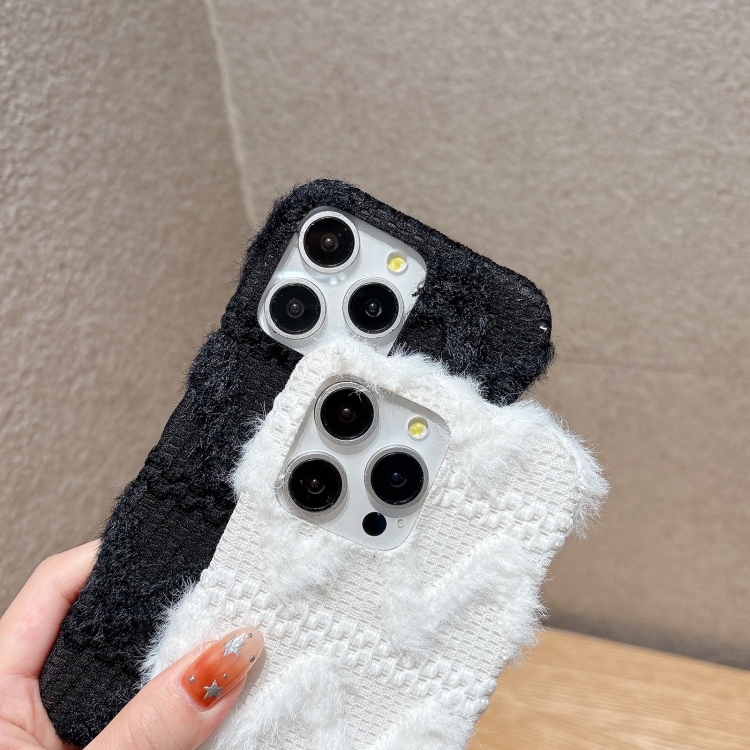 For iPhone 15 W-texture Plush TPU Phone Case(Black) For iPhone 15 W-texture Plush TPU Phone Case(Black)