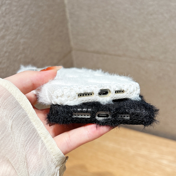 For iPhone 15 W-texture Plush TPU Phone Case(Black) For iPhone 15 W-texture Plush TPU Phone Case(Black)