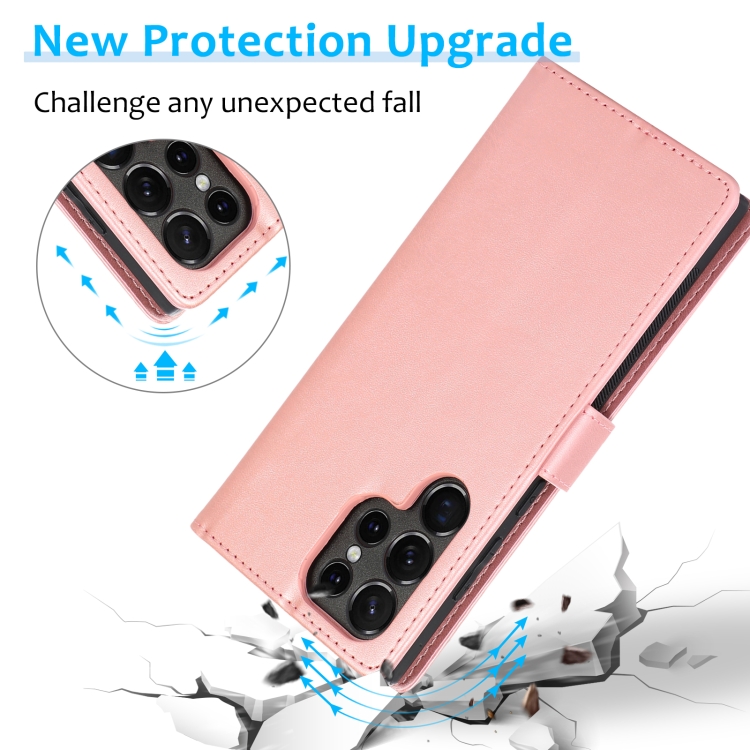 For Samsung Galaxy S22 Ultra 5G Calf Texture 2 in 1 Detachable Magnetic Back Cover Leather Case(Rose Gold) For Samsung Galaxy S22 Ultra 5G Calf Texture 2 in 1 Detachable Magnetic Back Cover Leather Case(Rose Gold)