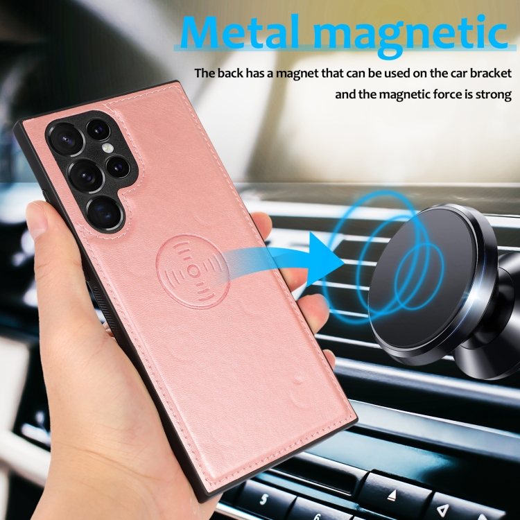 For Samsung Galaxy S22 Ultra 5G Calf Texture 2 in 1 Detachable Magnetic Back Cover Leather Case(Rose Gold) For Samsung Galaxy S22 Ultra 5G Calf Texture 2 in 1 Detachable Magnetic Back Cover Leather Case(Rose Gold)